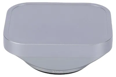 Zdjęcie produktu dla Zestaw kwadratowej metalowej osłony i pokrywki obiektywu, w kolorze srebrnym, z gwintem, osłona 37 mm