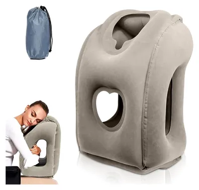 Produktbild von Aufblasbare Nackenkissen Flugzeug Reise, Inflatable Travel Pillow Tragbare Reisekissen Faltbar Tragbar Komfortabel Travel Pillow Unterstützt Kopf und Kinn für Züge, Autos, Büro, Haus, Camping