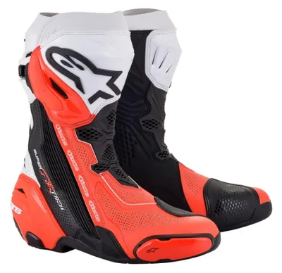 Image de Chaussures SUPERTECH R VENTED, ALPINESTARS (noir/blanc/rouge fluo, taille 46)
