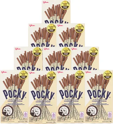 Produktbild von Glico Pocky Cookies & Cream Geschmack 10x40g