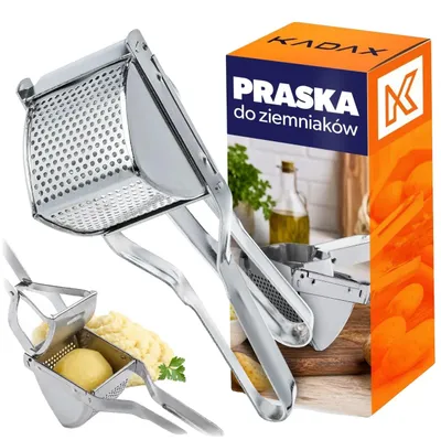 Obrázek produktu pro Lis na brambory, vyrobený z nerezové oceli, ergonomické rukojeti, stříbrná barva