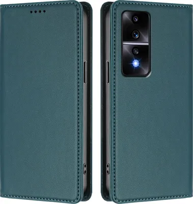 Produktbild von Handyhülle für Honor 80 GT, Kunstleder Klapphülle Stoßfeste Magnetische Hülle mit Ständer Grün
