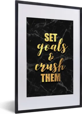 Produktbild von MuchoWow® Gerahmtes Poster Zitat - Motivation - Marmor - Gold 40x60 cm - Poster mit Schwarzem Bilderrahmen Wandposter Rahmen Foto Bilder - Poster in Rahmen
