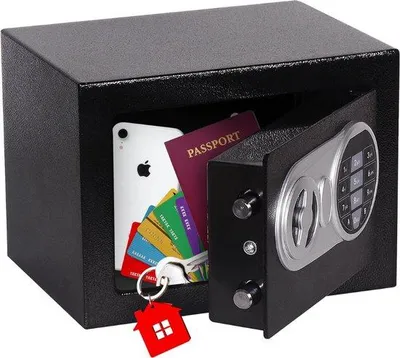 Image de Coffre-fort électronique en acier avec code de 3 à 8 chiffres et 2 clés