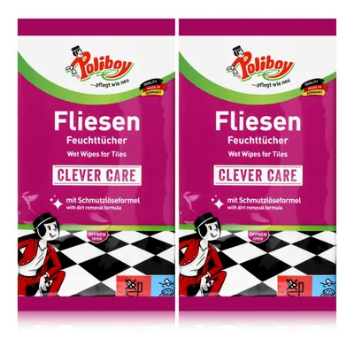 Produktbild von Poliboy Fliesen Feuchttücher 15 Tücher - Für Fliesen & Steinböden (2er Pack)