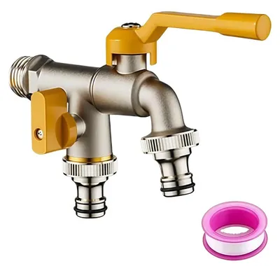Produktbild von Doppelter Gartenwasserhahn aus Messing mit zwei Ausgängen
