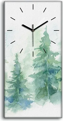 Produktbild von Leinwand Wanduhr Wandkunst Uhr Geräuschlos 30x60 Aquarell Bäume Wald Kunst - schwarze Hände