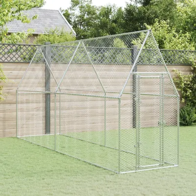 Obrázek produktu pro Klec pro kuřata stříbrná pozinkovaná ocel 400 x 100 x 190 cm