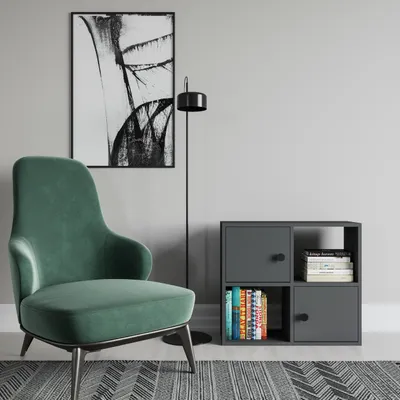 Produktbild von Decorotika Tuttle Praktisches Bücherregal mit 4 Ablagefächern | Anthrazit