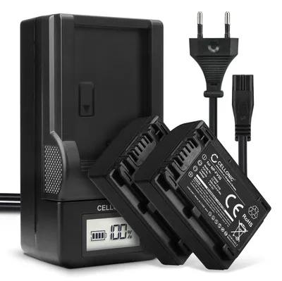 Image de CELLONIC 2x Batterie pour Appareil photo Compatible avec Sony FDR-AX33, HDR-CX250, HDR-CX270, NP-FV70 - (650mAh, 7.4V) + Chargeur