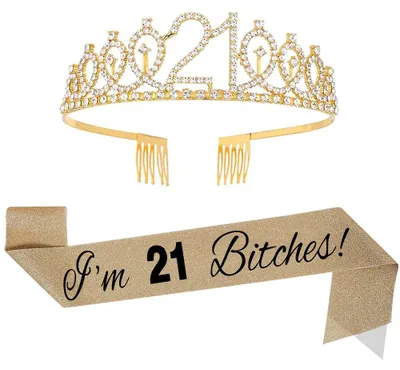 Geburtstags-Tiara & Schärpe Set – Gold, Krone, für Mädchen