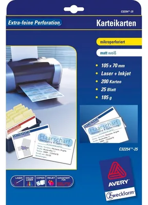 Produktbild von Avery C32254-25, Laser/Inkjet, Weiß