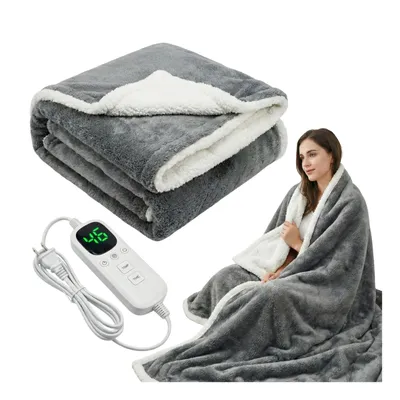 Produktbild von Elektrische Heizdecke 220W XXL 180x160cm Wärmedecke für 2 Personen Waschbar Kuschelheizdecke mit Abschaltautomatik LCD-Controller 8 Temperaturstufen