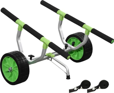 Produktbild von SPORTNOW Kajakwagen Kanuwagen Verstellbarer Bootswagen Surfwagen Bootstrailer mit Spanngurt, Transportwagen für Kanu, Surfboard, Paddelboards, Alu, Grün+Schwarz