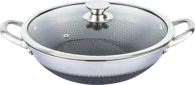 Obrázok produktu pre Cheffinger, wok 36 cm s nepriľnavým povrchom a odolným poklopom, strieborný
