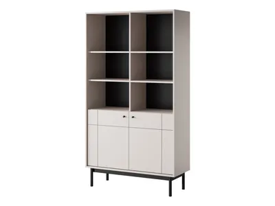 Produktbild von Bücherregal: zwei Türen, zehn Regale, Farbe: Kaschmir, Holzbeine: schwarz, Möbelmaße: B: 103,5 cm, H: 184,6 cm, T: 39 cm