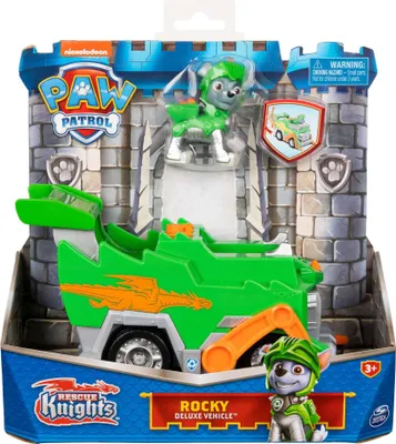 Image de Paw Patrol Rescue Knights Rocky figurine et camion-poubelle