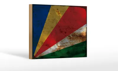 Produktbild von Holzschild Flagge Seychellen 18x12 cm Flag Seychelles Rost Dekoration