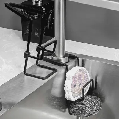 Produktbild von Schwammhalter Küche, Küchen Organizer Schwammhalter Spülbecken, Spülbecken Organizer Rostfrei Spültuchhalter, Spüle Organizer Hängend Fix Um Wasserhahn Für Küchenarbeitsplatte Lagerung