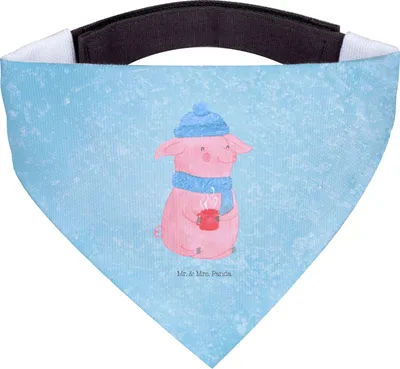 Produktbild von Mr. & Mrs. Panda Hunde-Bandana Schweinchen Glühwein - Eisblau - Geschenk, Weihnachten, Spruch, Hunde Halstuch, Weihnachtsmarkt, Hals Tuch, Betrunken, Bandana, Für