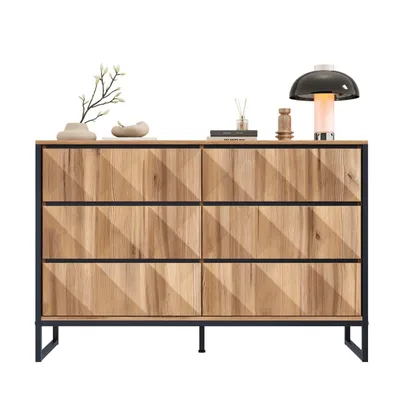 Produktbild von Modernes Sideboard,Kommode mit Sechs geräumige Schubladen und erhabenen Türen