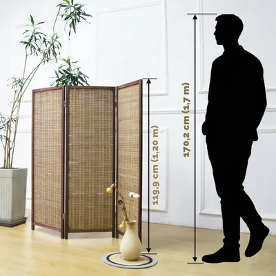 Obrázok produktu pre Rozdeľovač priestoru, 3-dielny, bambus, 120 cm, hnedý, samostatný, paravent