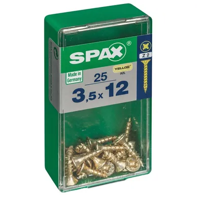 Immagine prodotto di Set di 25 viti in acciaio a testa svasata pozidriv SPAX, Diam.3,5 mm x L.12 mm