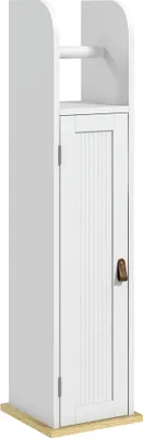 Image de Armoire de salle de bain - Armoire haute - Compartiment ouvert - Étagères réglables - Blanc