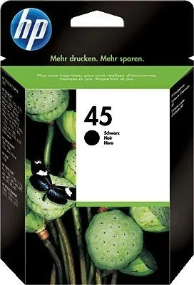 Produktbild von HP 45 Schwarz Original Druckerpatrone groß, Schwarz, Tinte auf Pigmentbasis, Tinte auf Farbstoffbasis, 1 Stück(e), 930 Seiten