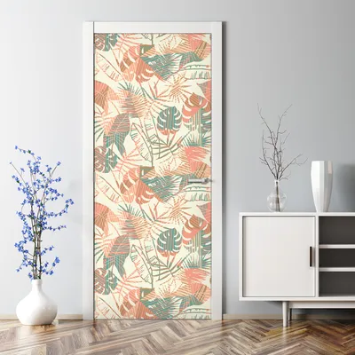 Produktbild von Dekorative Türtapete Türposter selbstklebend Klebefolie Wandaufkleber Tropische Blätter 77 x 200 cm
