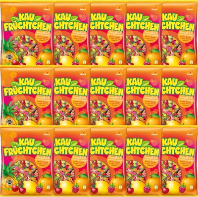 Produktbild von Storck Kaufrüchtchen Kaubonbons in 5 fuchtigen Geschmacksrichtungen VPE (15x425g Packung)