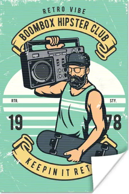 Produktbild von MuchoWow® Poster Radio - Skateboard - Retro 60x90 cm - Wanddekoration