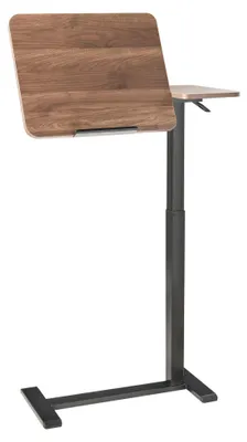 Zdjęcie produktu dla BELIANI Regulowane biurko stolik pod laptopa blat brązowy z czarnym stalowa rama 70 x 40 cm ręczna zmiana wysokości nowoczesny design biuro