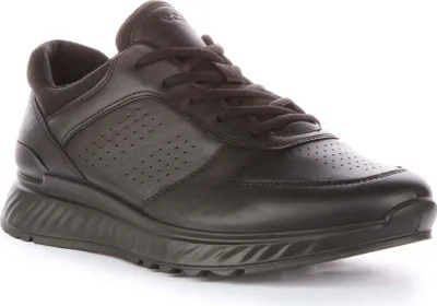 A black Ecco Exostride sneaker is shown against a white background.