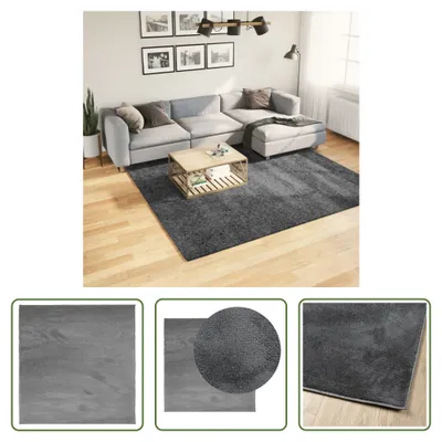 Produktbild von The Living Store Teppich OVIEDO Kurzflor Anthrazit 240x240 cm
