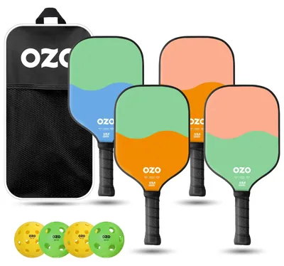 Productafbeelding van OZO Pickleball - Set met 4 rackets + 4 ballen + tas - Geschikt voor beginners