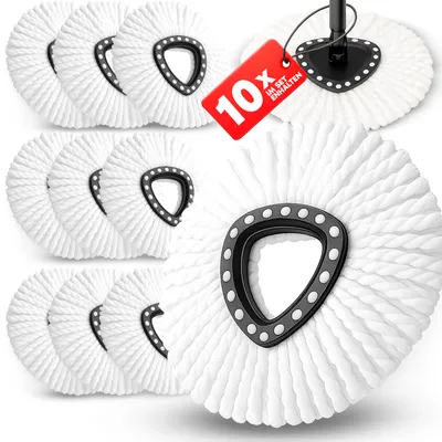 Produktbild von 10er Set Ersatz-Moppköpfe, Mikrofaser-Wischmopp Kompatibel mit Vileda Easy Wring & Clean TURBO und UltraSpin zum Reinigen von Fußböden, Retoo