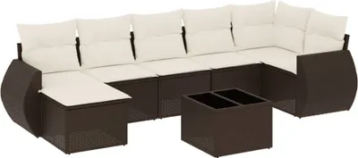 Produktbild von vidaXL 8-tlg. Garten-Sofagarnitur mit Kissen Braun Poly Rattan
