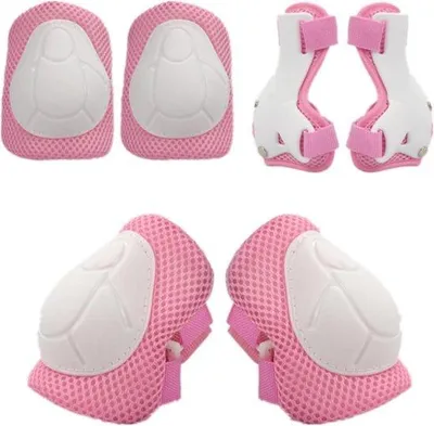 Produktbild von Famanu Schutzausrüstung Kinder - Knie- und Ellenbogenschützer - Rosa Blütenblätter