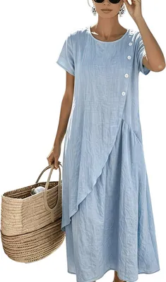 Productafbeelding van Lumoras Linnen Jurk Dames Blauw M