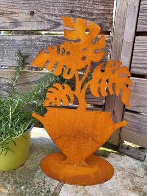 Produktbild von Edelrost Pflanzvase breit, Fensterblatt