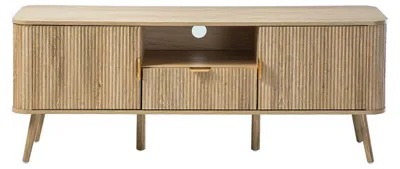 Produktbild von CALICOSY -  TV-Möbel 2 Türen 1 Schublade Fronten gerundetem Lamelleneffekt L140 cm - MAHO