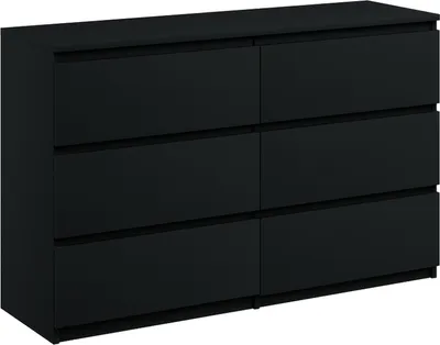 Produktbild von Kommode mit 6 Schubladen breite 120cm Sideboard moderne schwarz mat