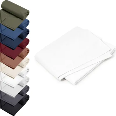 Produktbild von DOPPELPACK Bettlaken ohne Gummizug 150x250 cm Haustücher 100% RENFORCE Baumwolle Betttücher Tischdecken, Farbe: Weiß