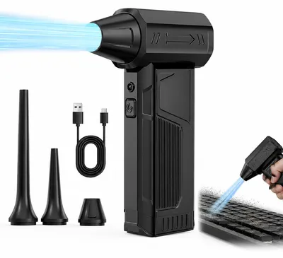 Produktbild von Elektrischer Luftduster 120.000 U/min, kabelloser Druckluftreiniger mit 4 Geschwindigkeiten, Akku Druckluftgebläse mit 4000mAh Batterie für PC, Tastatur, Auto und Haushalt