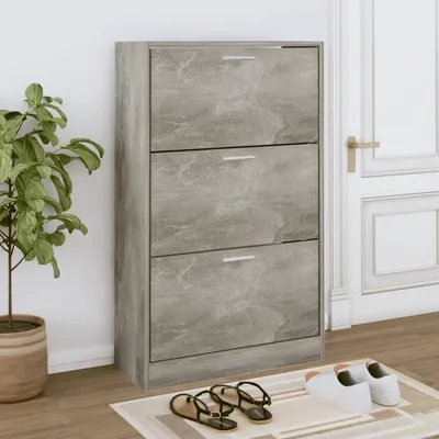 Produktbild von "2026 Promotion" Schuhschrank, moderner Schuhkommode, Betongrau 63x24x103 cm Holzwerkstoff - Schuhregale CC20549