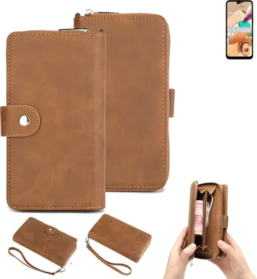 Produktbild von K-S-Trade Handyhülle Schutzhülle kompatibel mit LG Electronics K41S & Portemonnee Tasche Handytasche Case Etui Geldbörse Wallet braun (1x)