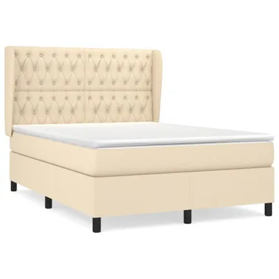 Produktbild von vidaXL Boxspringbett mit Matratze Creme 140x190 cm Stoff