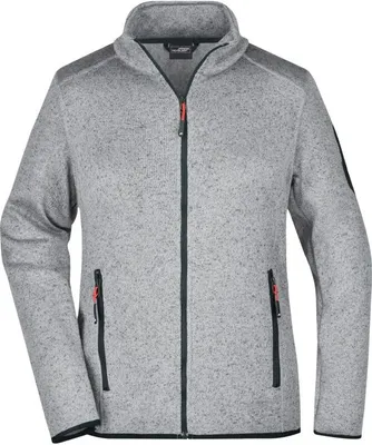 Produktbild von Modische Strickfleece Jacke mit Stehkragen light-grey-melange/red, Gr. XXL