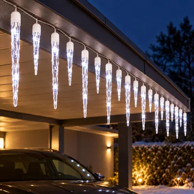 LED-Eiszapfen Lichterkette 8 Funktionen 100 LEDs kaltweiß IP44